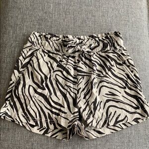 Cynthia Rowley Black and White Zebra Print High Waist Shorts
